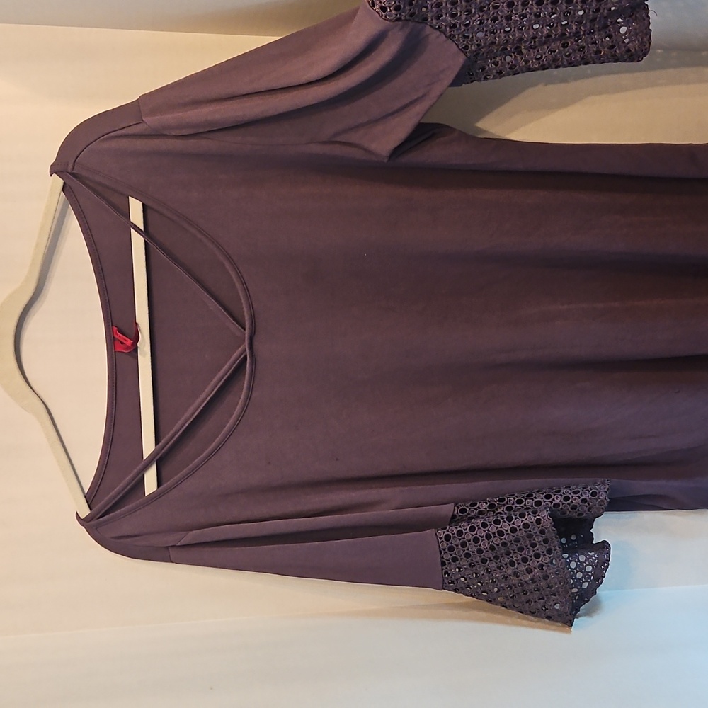 Purple Women's Sweater with Lace Sleeves